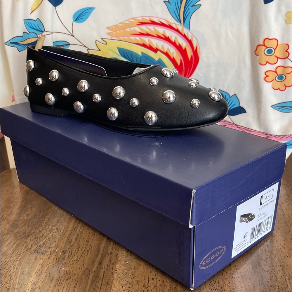 Scoop Black Studded Women's Ballet Flat by